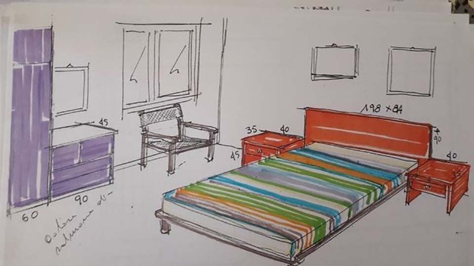 disegno per la progettazione di una camera da letto