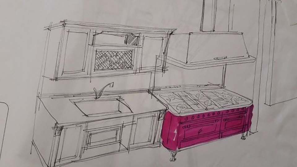 bozzetto per realizzazione di una cucina