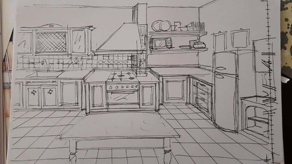 bozzetto per cucina completa