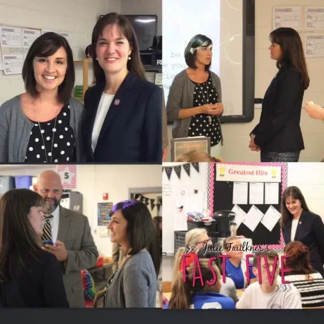 A collage of photos of people in a classroom with a sign that says greatest hits