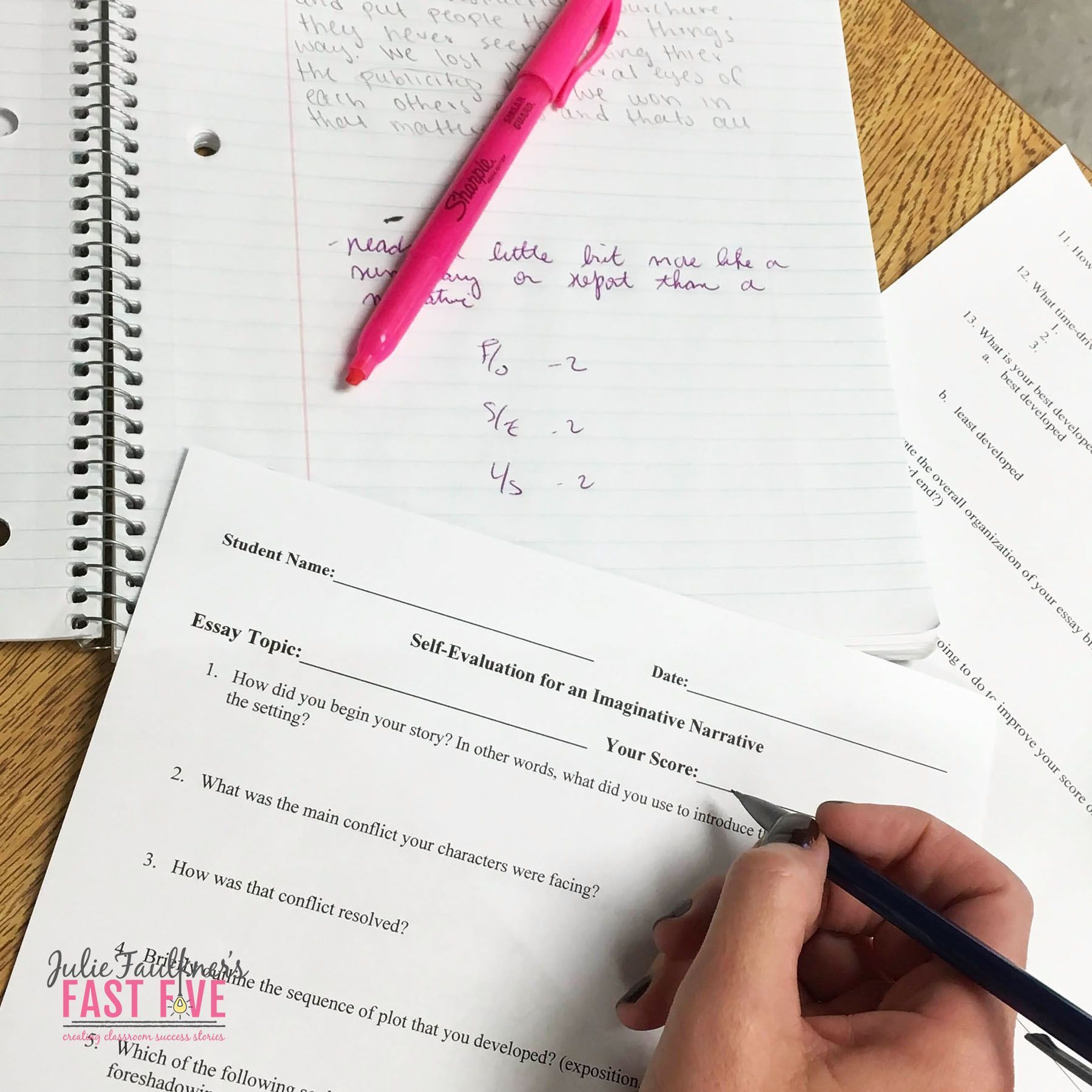 Writing Self-Evaluation Reflection Forms for Students, Editable, FREE
