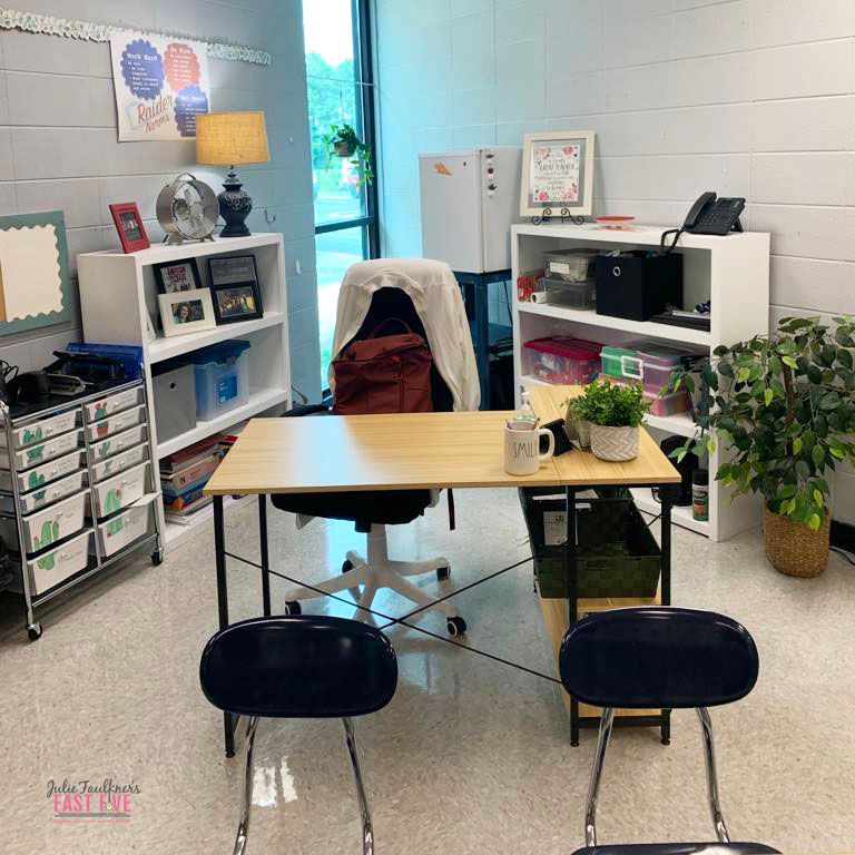 plant theme secondary high school classroom design, stand up desk, teacher desk, classroom arrangement, jfaulkner