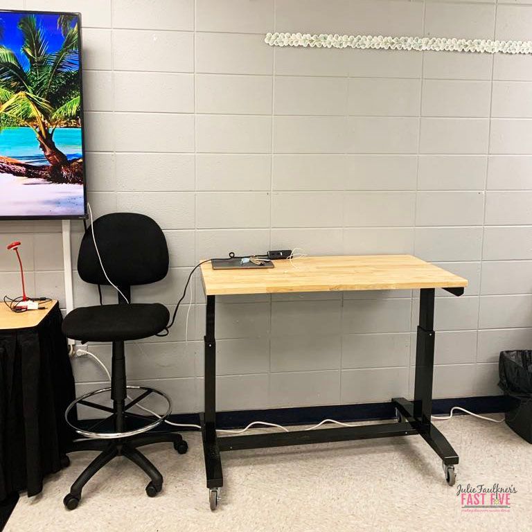 plant theme secondary high school classroom design, stand up desk, teacher desk, classroom arrangement, jfaulkner