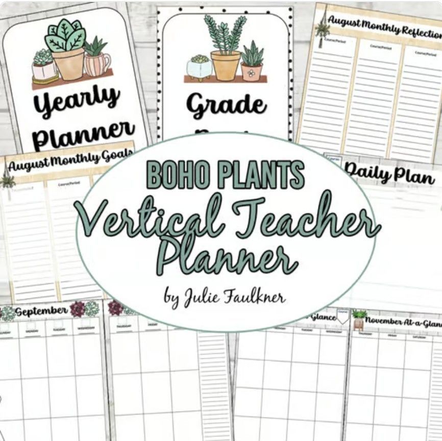 plant theme teacher planner, jfaulkner
