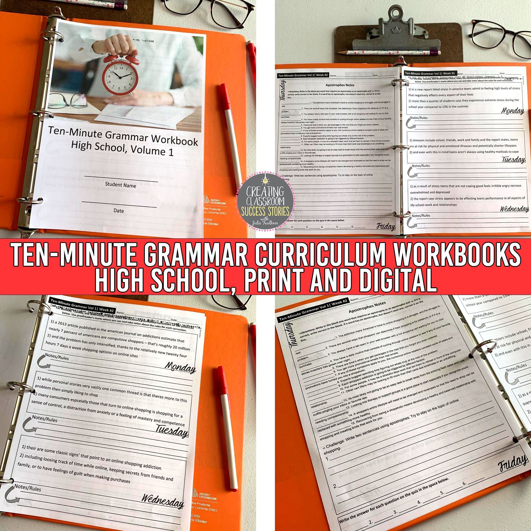 Ten-Minute Grammar Daily Grammar, Bell Ringers, Course, Grammar Practice, Middle and High School