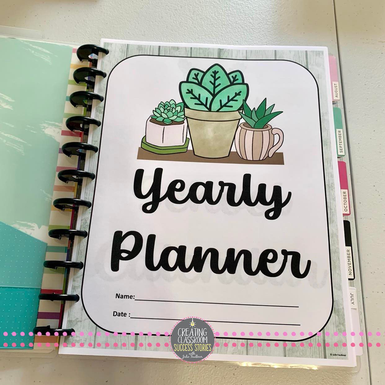 plant theme teacher planner, high school, jfaulkner