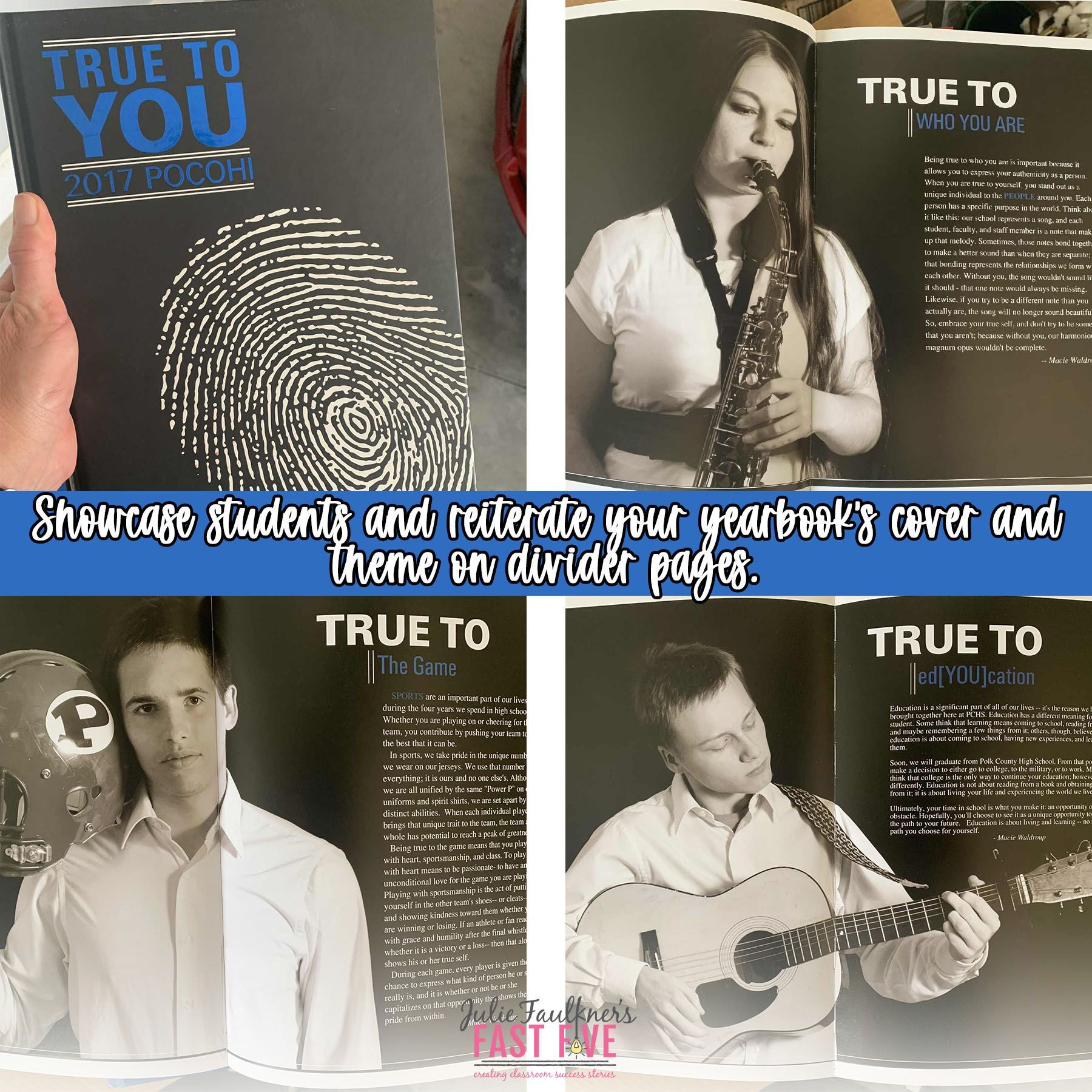yearbook theme ideas, diveder pages, true to you theme