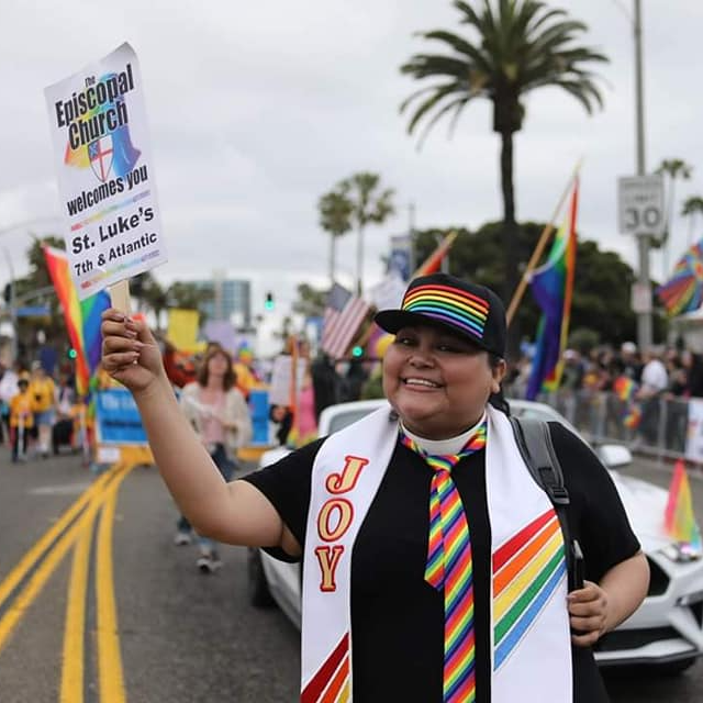Our former associate rector proudly marching in the Long Beach Pride Parade  | Madre Nancy en el desfile del Orgullo LGBTQ+