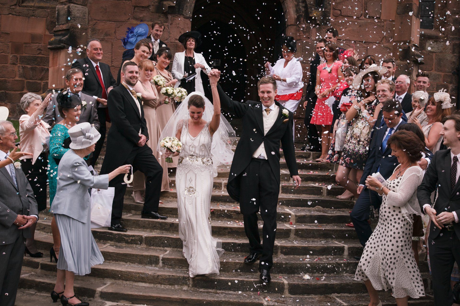 Audlem Saint James The Great Church confetti after wedding ceremony