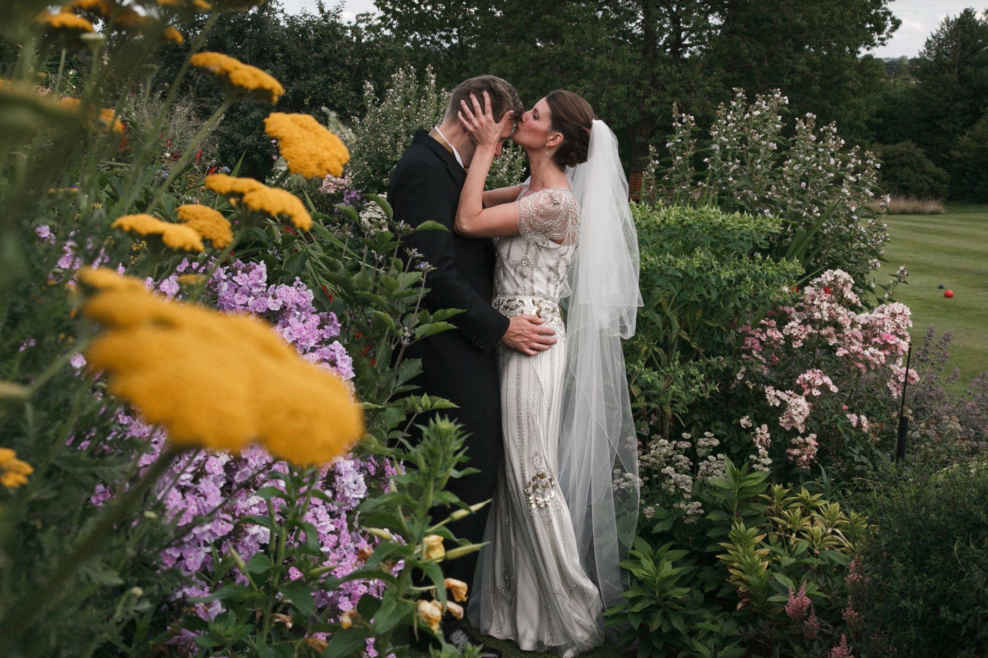 Wedding photos in the garden at Goldstone Hall Hotel