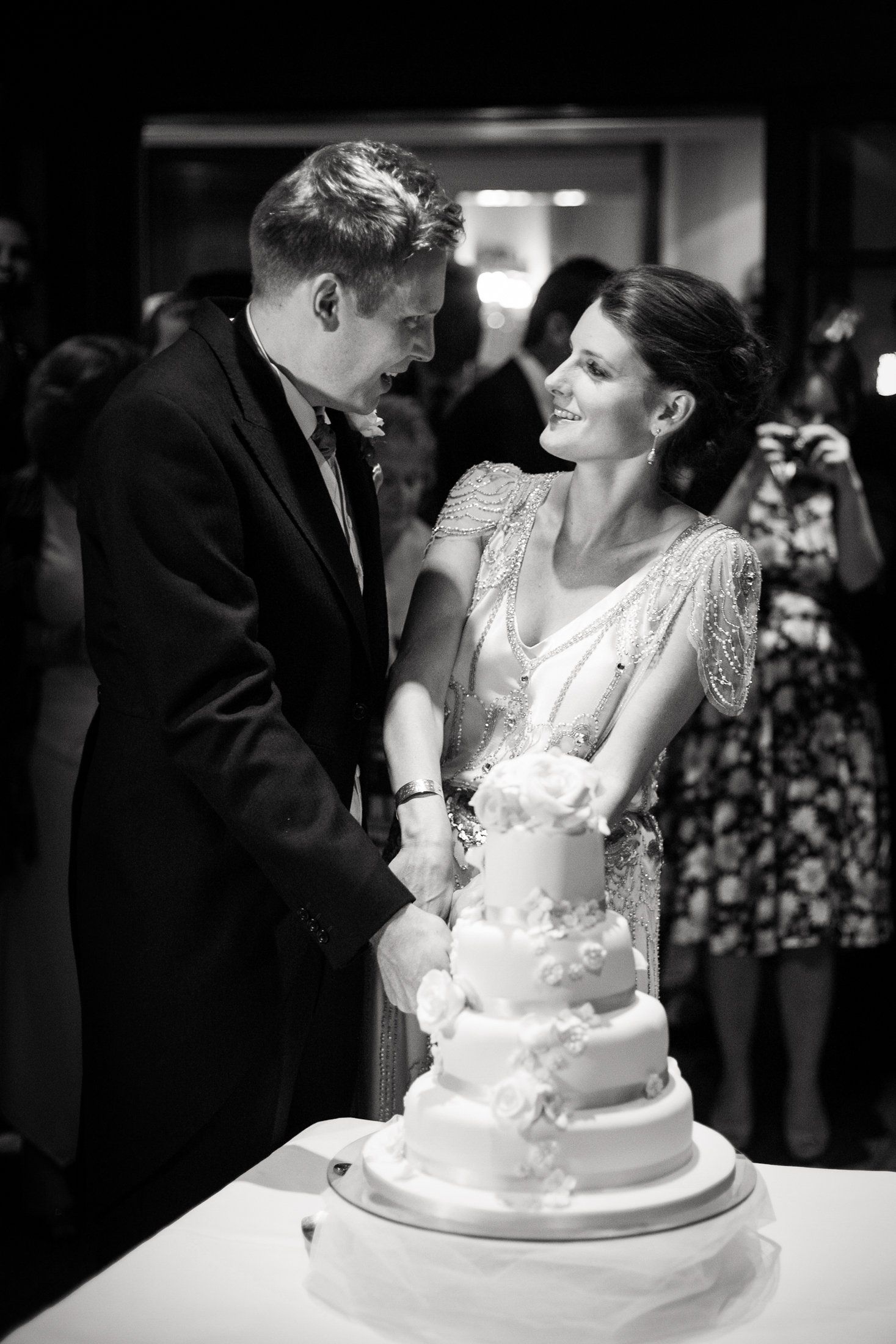 Wedding photos at Goldstone Hall Hotel cake cutting