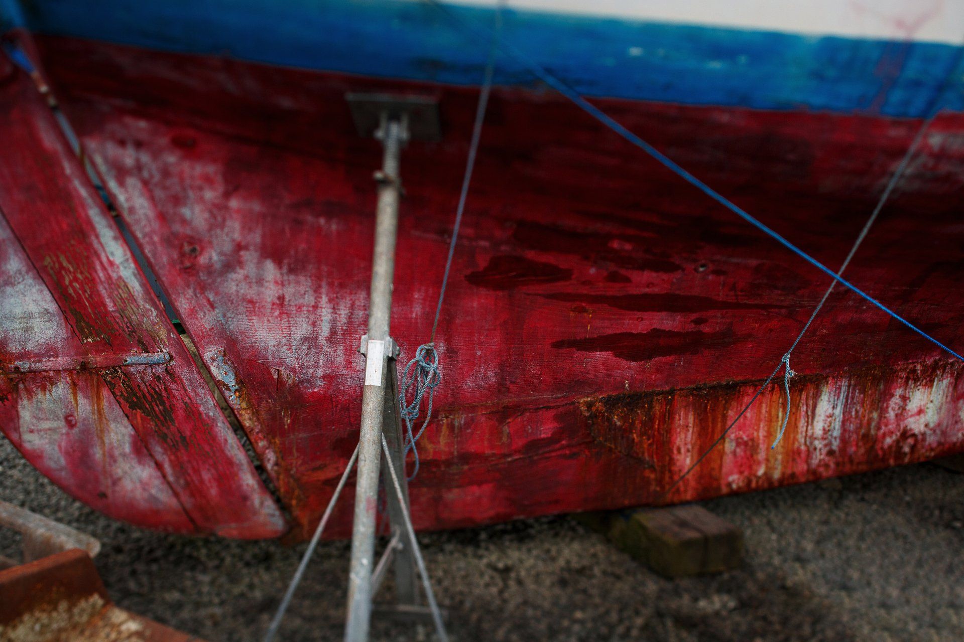 boat in Gweek boatyard Cornwall deep colour textured paint
