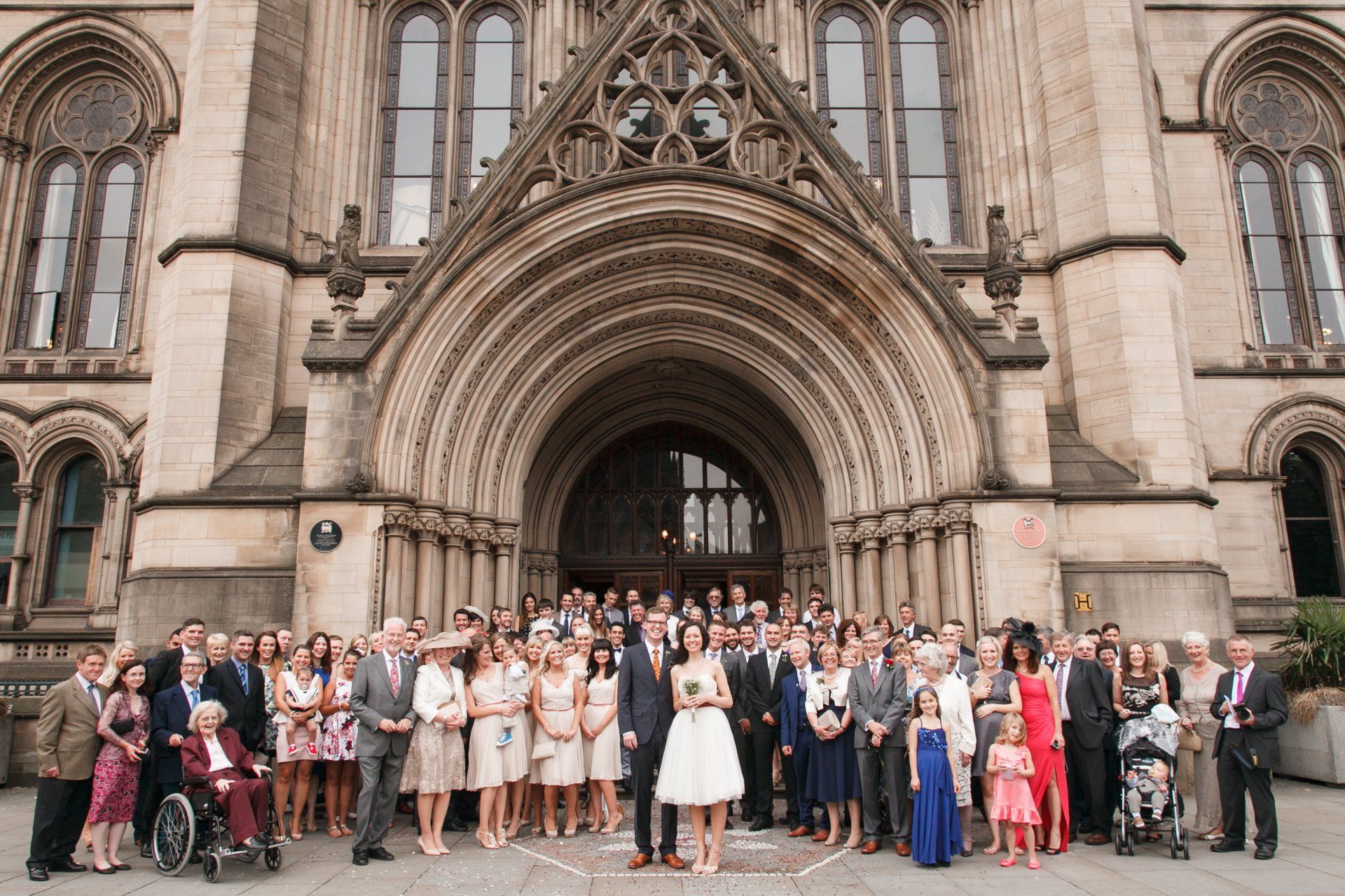 Wedding party at manchester town hall