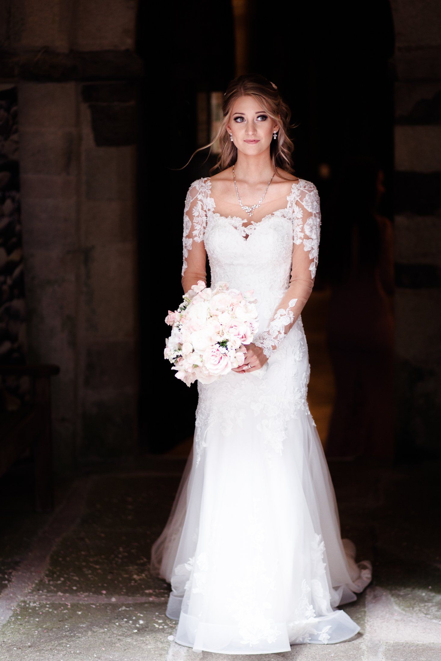 Portrait of bride at St Stephen In Brannel Church
