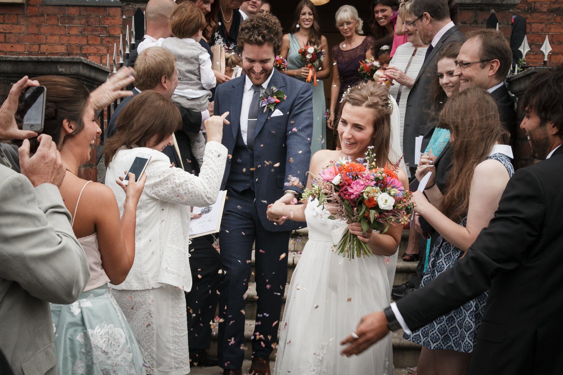 Cheshire wedding photography confetti throwing