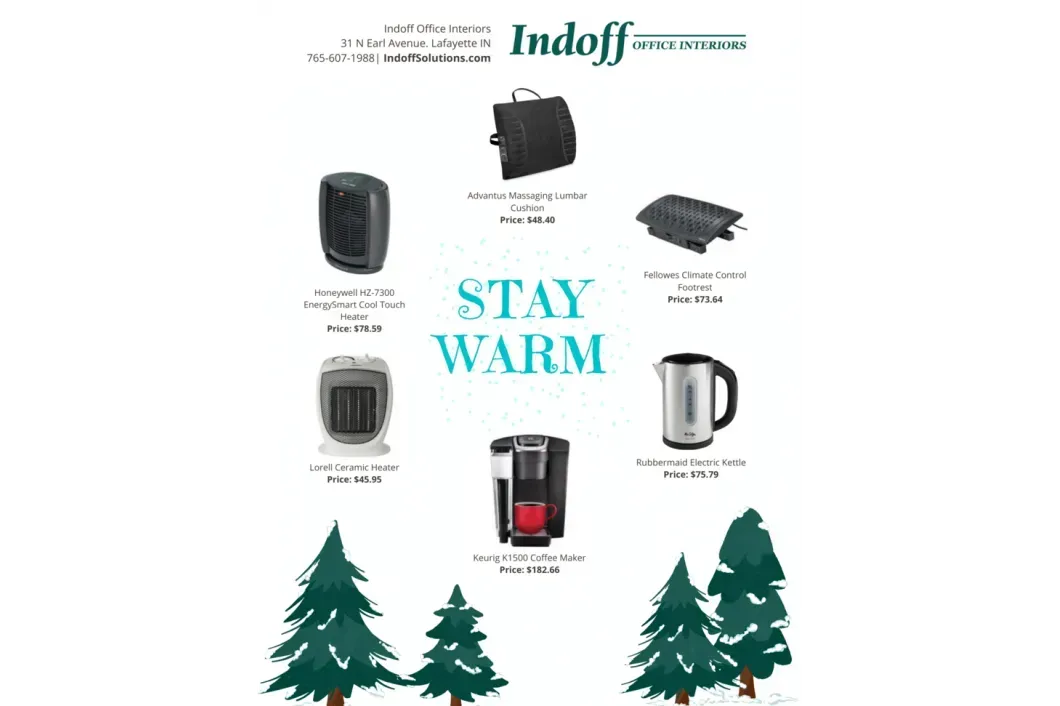 A christmas advertisement for indoff shows a variety of products.