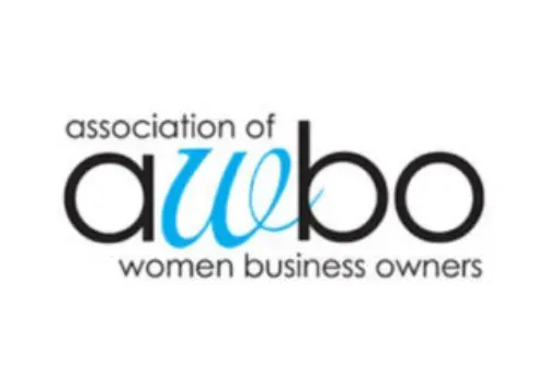 A logo for the association of women business owners