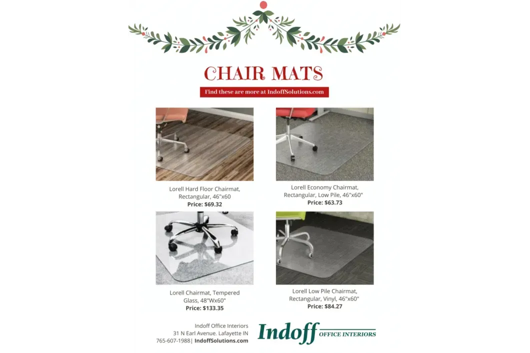 A flyer for chair mats shows four different types of chair mats.