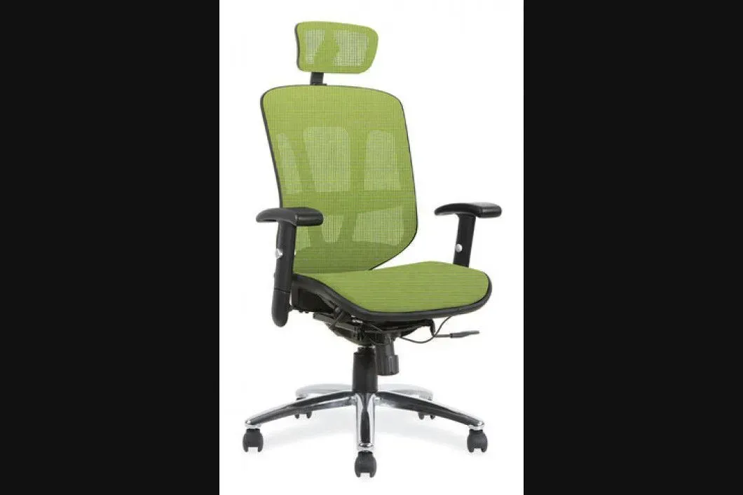 A green office chair
