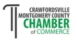 A logo for the crawfordsville montgomery county chamber of commerce