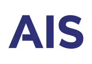 A blue ais logo on a white background