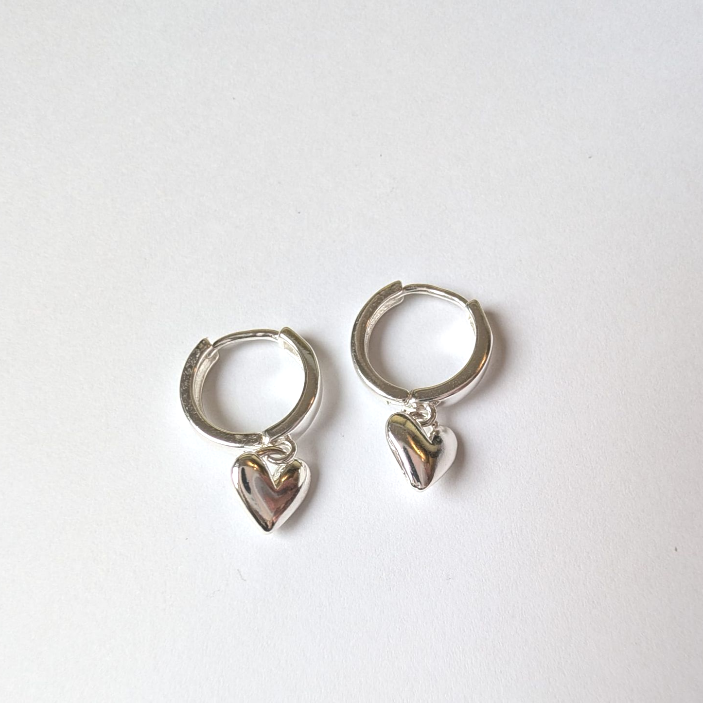 Silver Heart Hoops