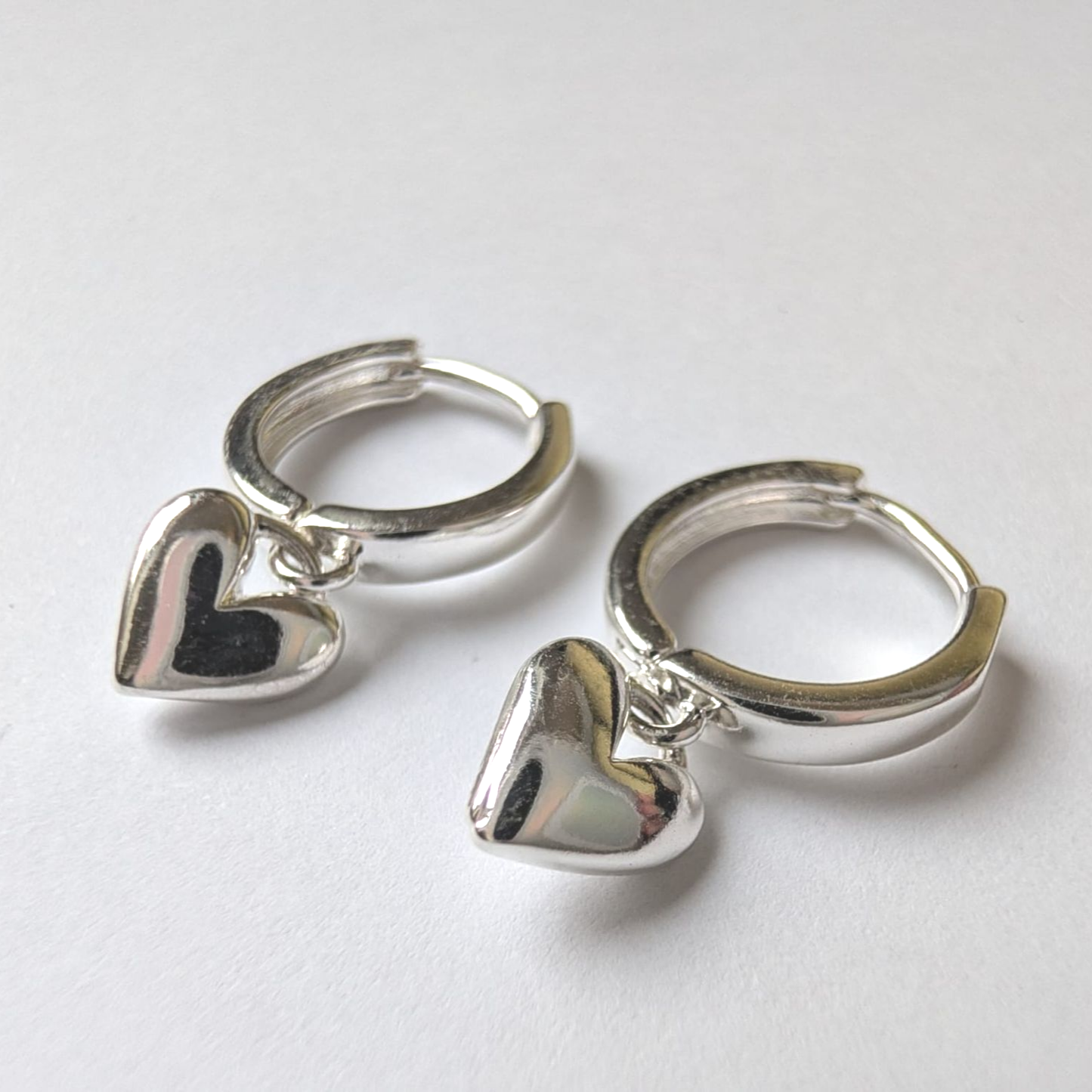 Silver Heart Hoops