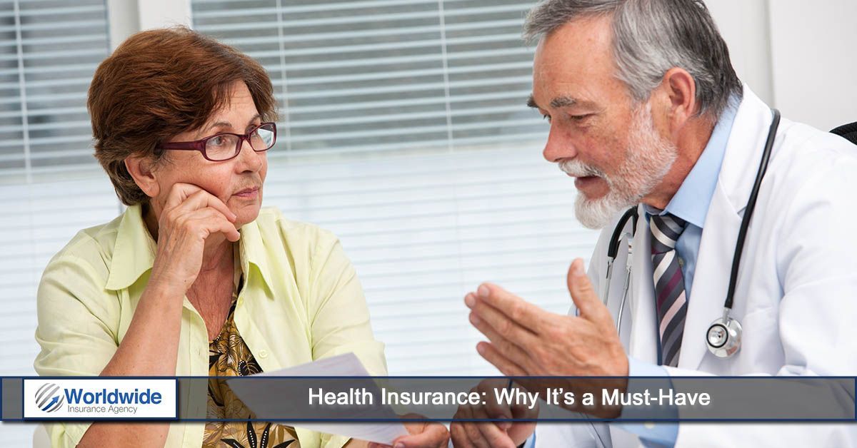 A doctor is talking to an older woman about health insurance.