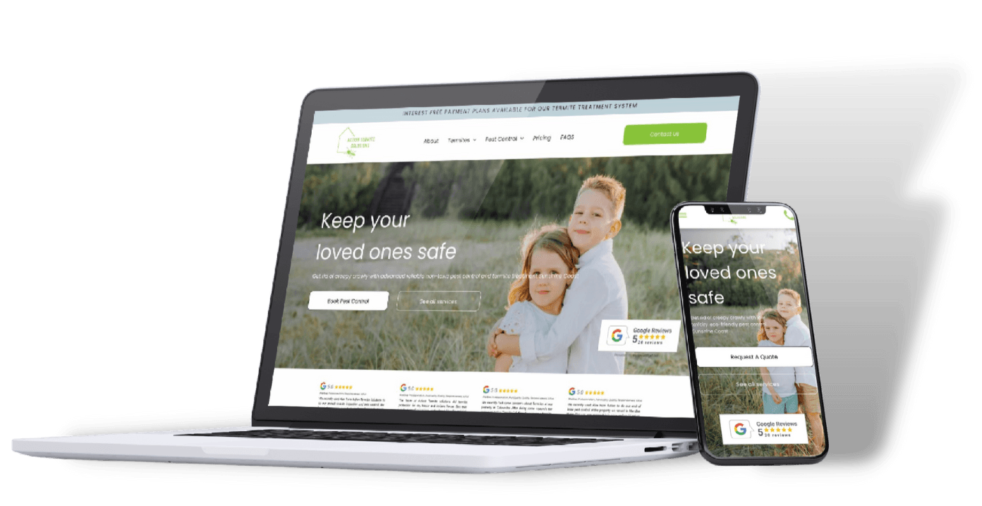 action termite solutions website example by saltwater digital