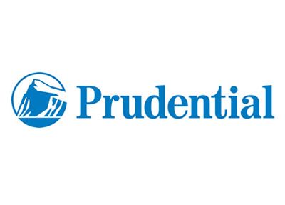 The prudential logo is blue and white with a hand holding a house.