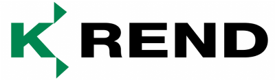 The k rend logo is green and black with a triangle in the middle.