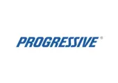 The logo for progressive is blue and white on a white background.