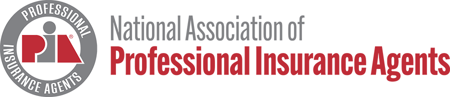 Logo for National Association of Professional Insurance Agents. A red and grey PIA symbol with text to the side.