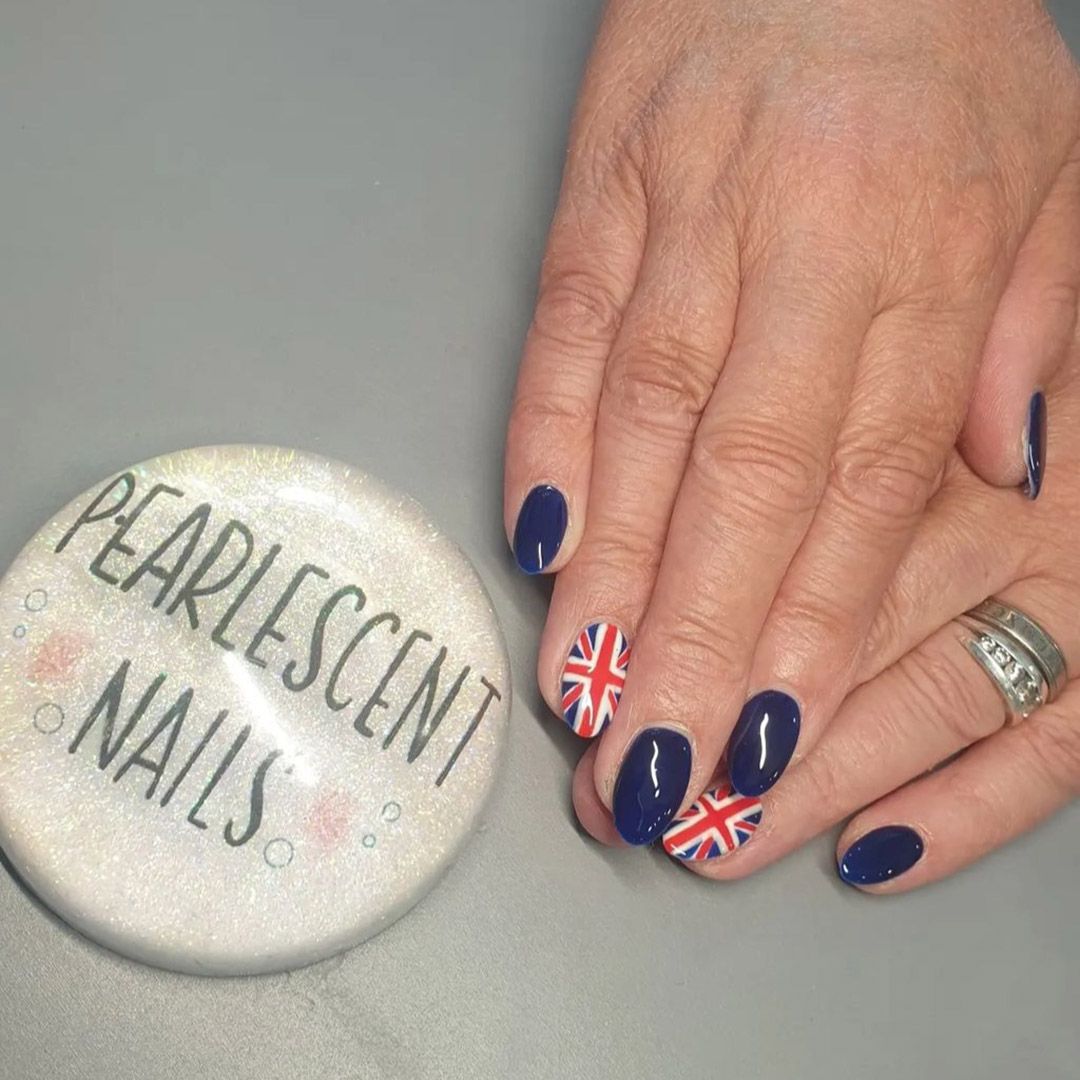 Gel nail polish with Union Jack design