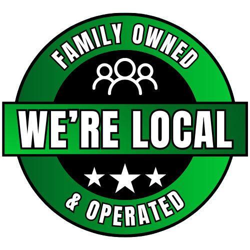 Green and black circular badge: