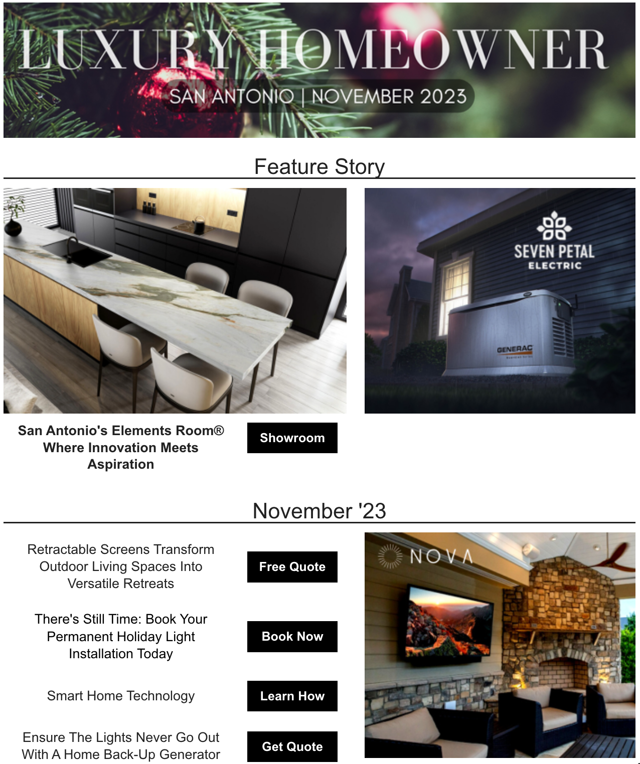 It is a luxury homeowner newsletter for november.