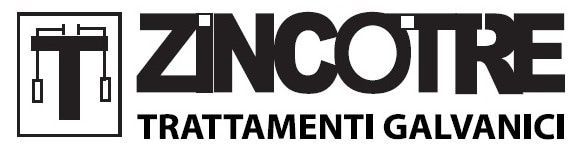 Logo ZINCOIRE con icona industriale nera e testo “TRATTAMENTI GALVANICI” su sfondo bianco