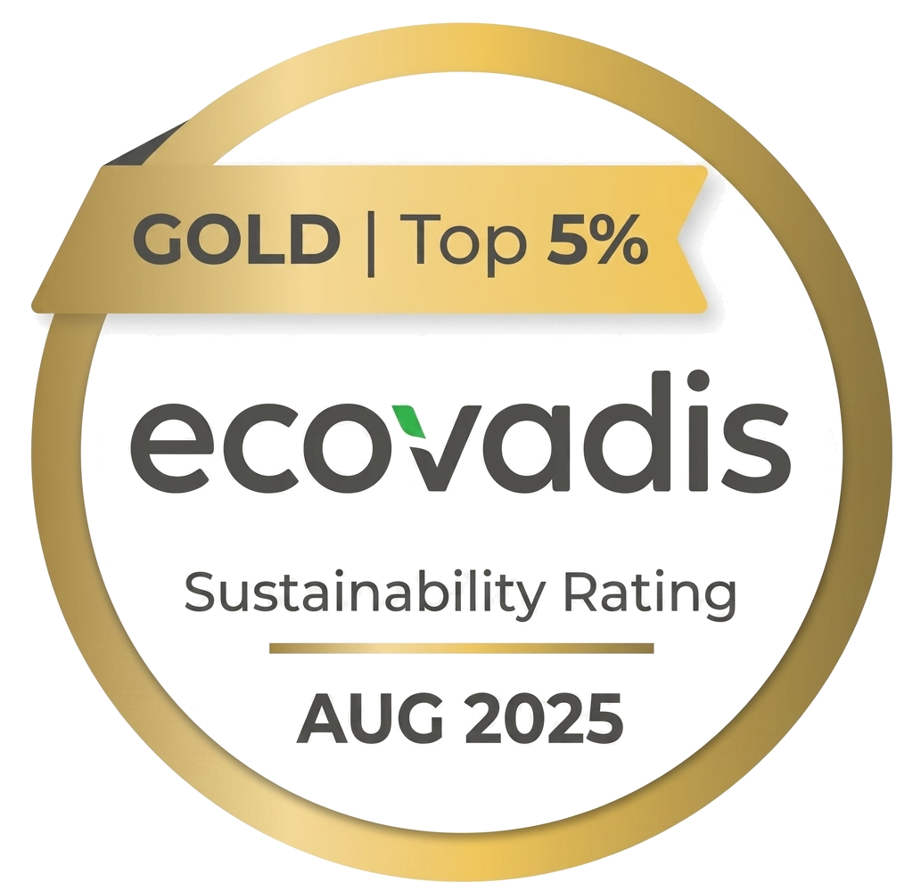 Riconoscimento EcoVadis per la sostenibilità, oro (Top 5%), agosto 2025