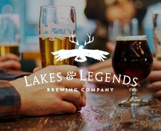 A logo for lakes & legends brewing company