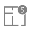 A gray icon of a window with the letter s in a circle.