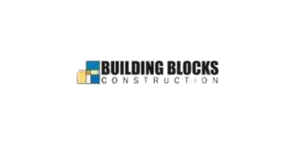 Logo for Building Blocks Construction: blocks graphic and text.