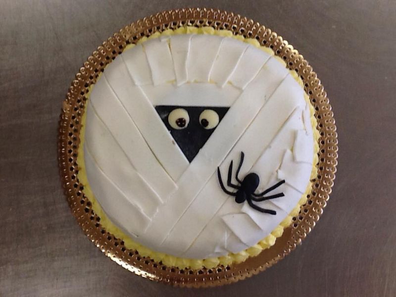 Torta bianca con ragno di cioccolato