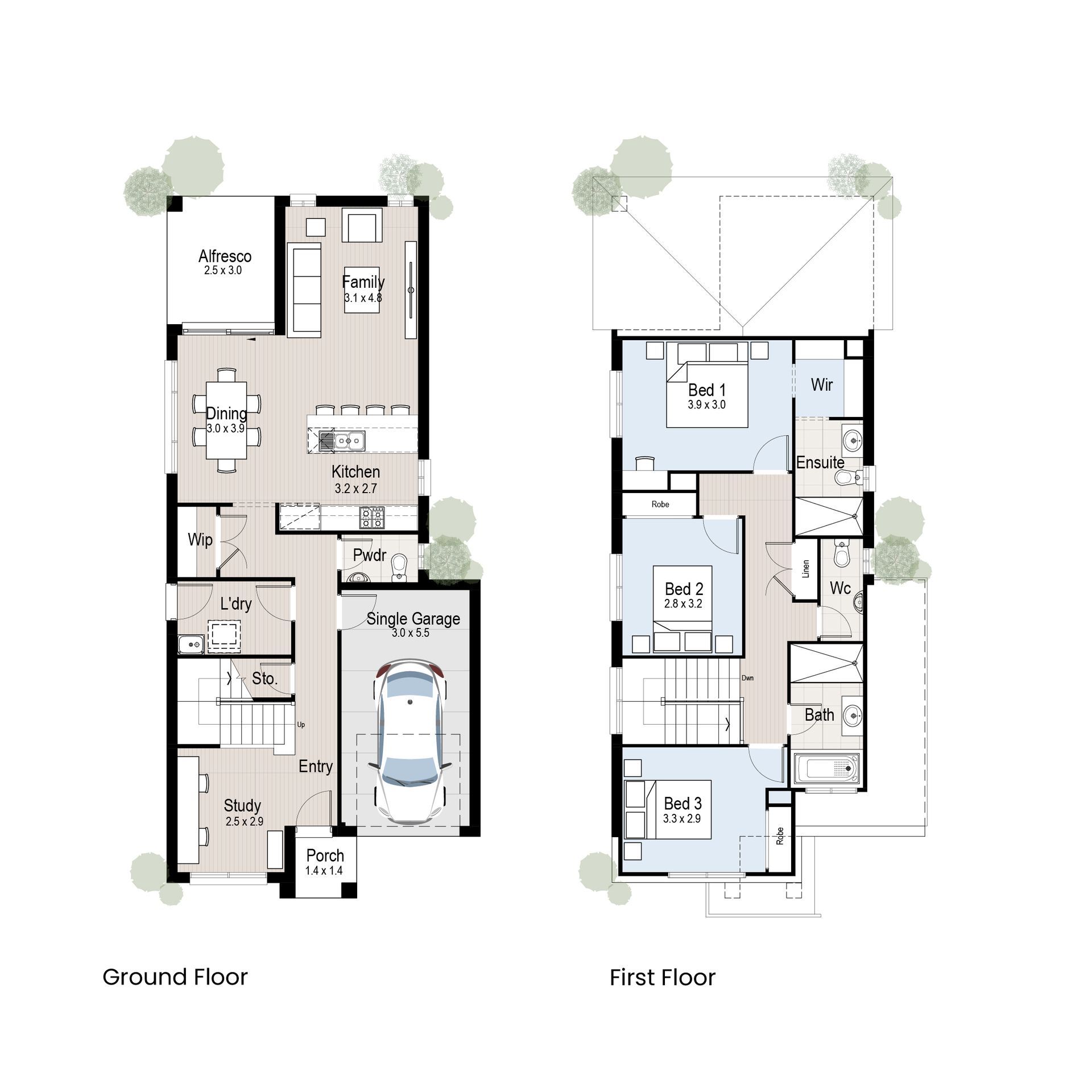 Chalet 19 - Floor plan tiles.