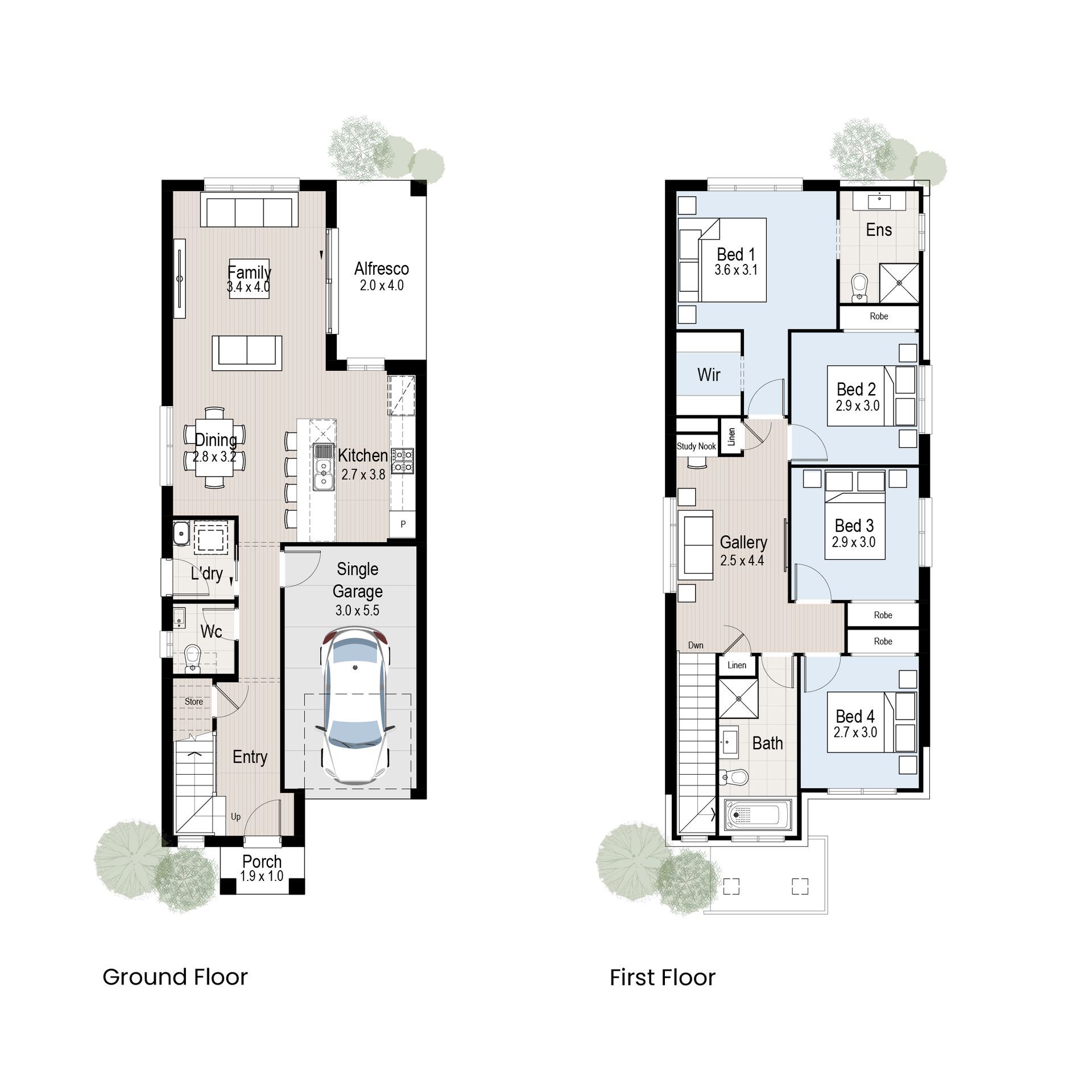 Cottage 19 - Floor plan tiles.