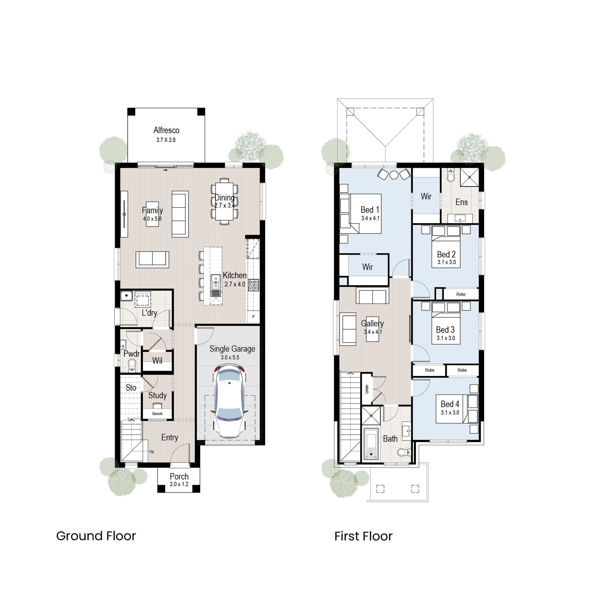 Cottage 23 - Floor plan tiles.