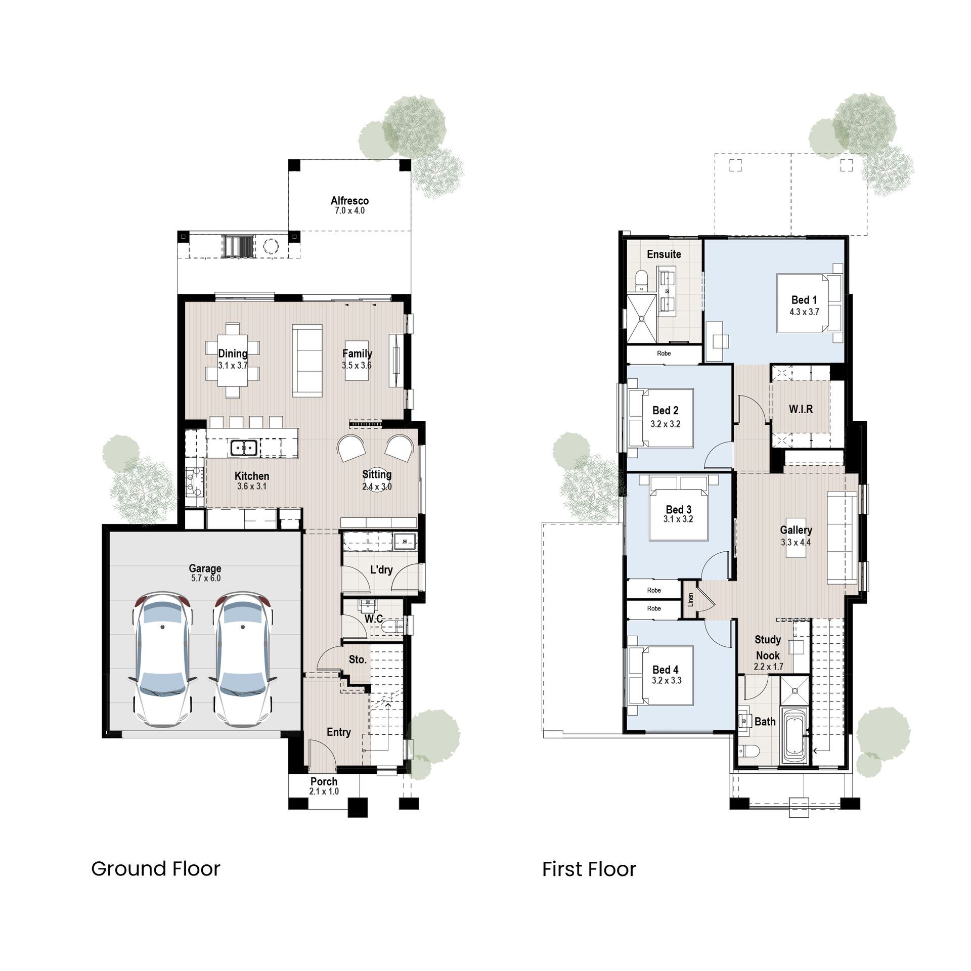 Cottage 26 - Floor plan tiles.