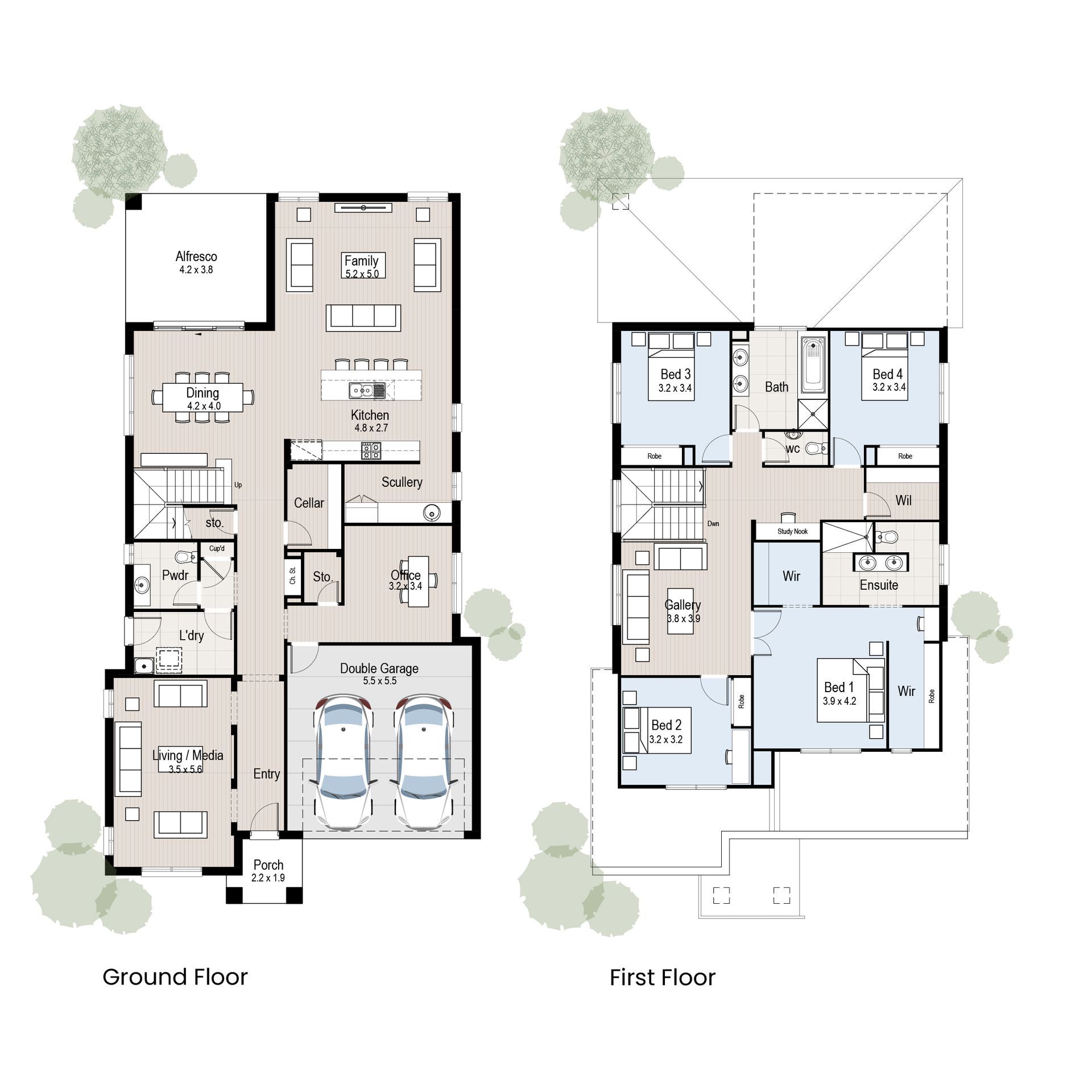 Serenity 36 - Floor plan tiles.