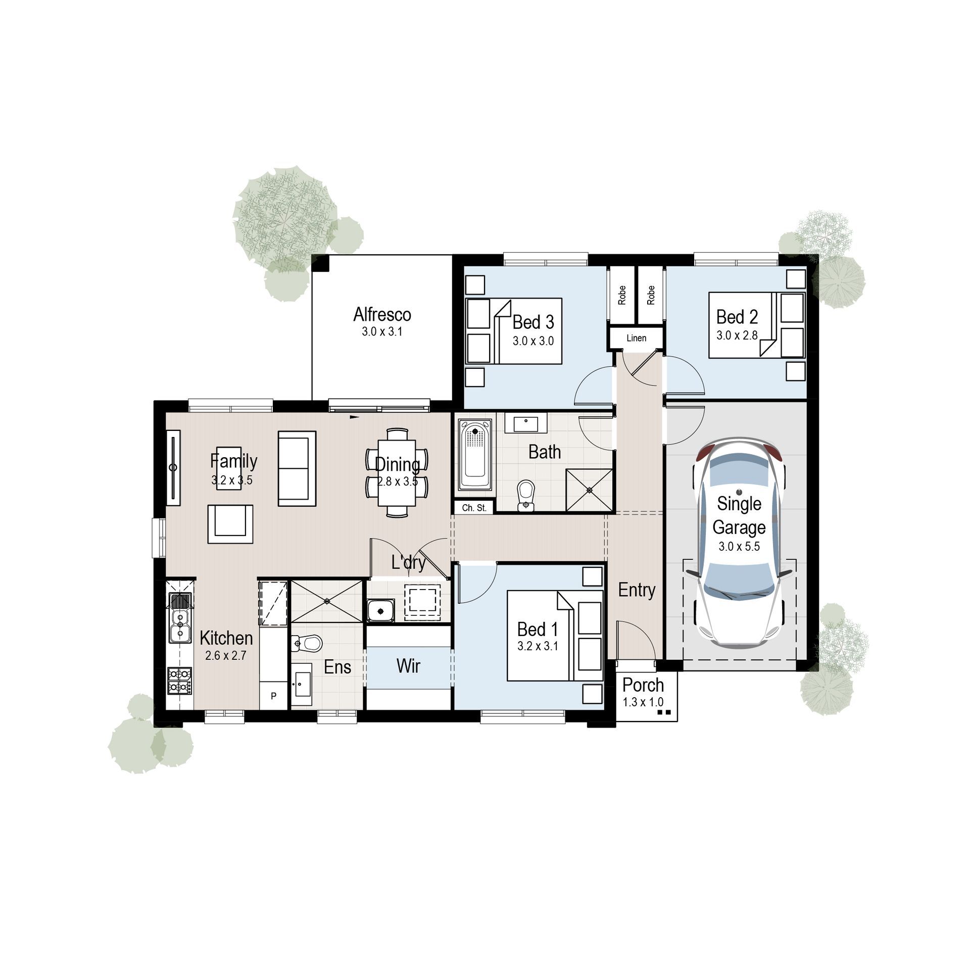 Ridge 3 - Floor plan tiles.