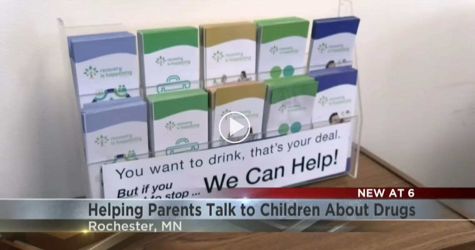 Display of drug prevention brochures with the text 