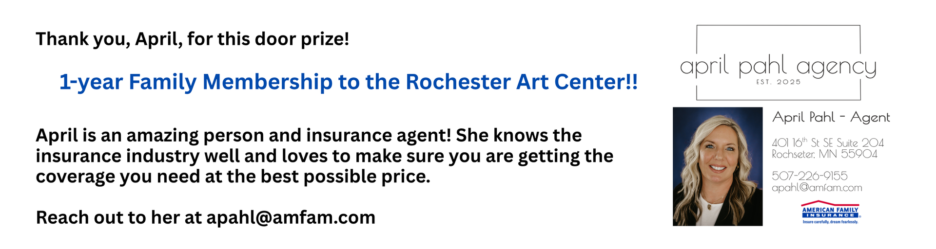 Rochester Exchange Club announcement: $625 raised for 20'x30' tent rental. White tent on grass, with cost shown.